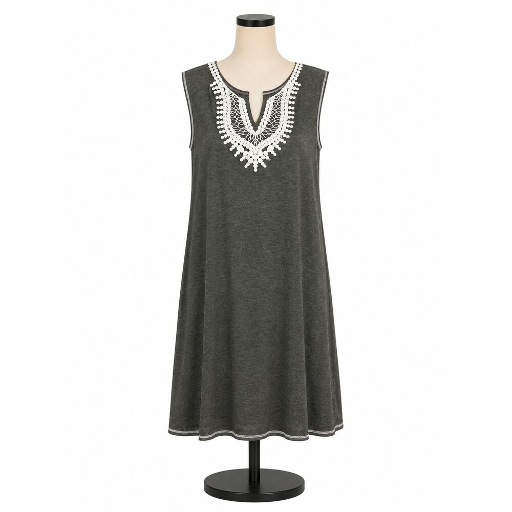 Max Studio Womens Dress Size 2X Nordstrom Green Crochet Sleeveless Jersey Knit
